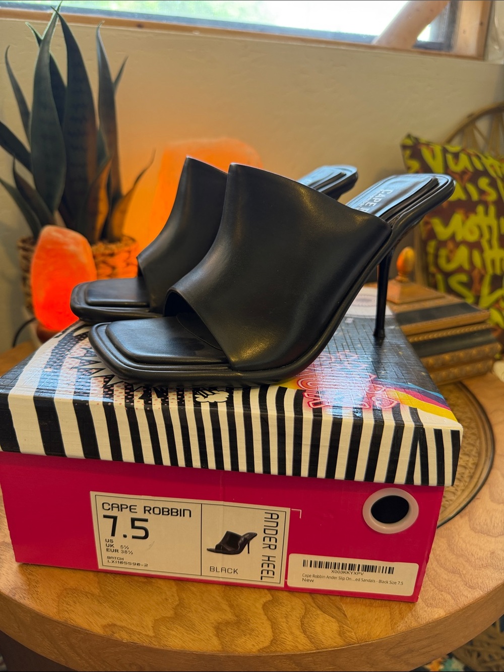 Cape Robbin Black Open-Toe Stiletto Mule